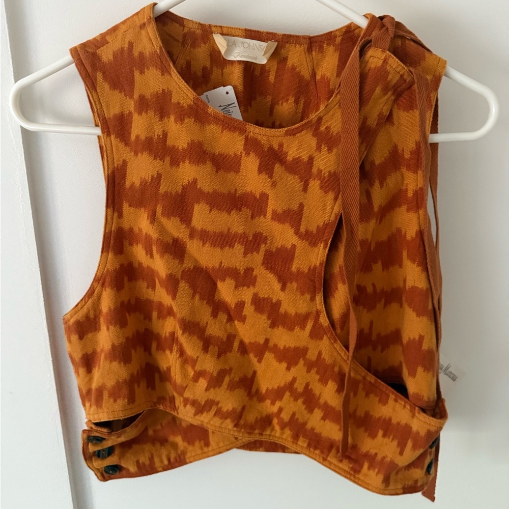 Ulla Johnson Rust and Orange Crop Top